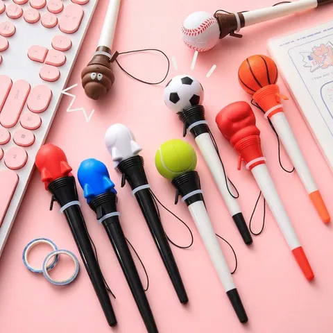 Creative Stress Relief Catapult Gel Pen Soft Rubber Sports Ball Poop Rocket Design Catapult Writing Pen For Student School Office Stationery Gift