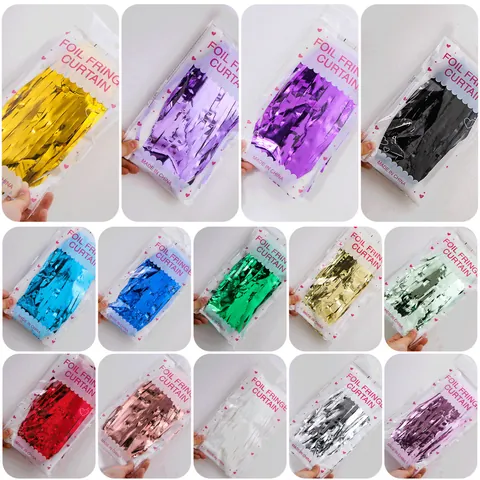 Foil Fringe Curtain Party Backdrop Metallic Tinsel Streamers For Birthday Wedding Christmas Halloween Celebration Decoration