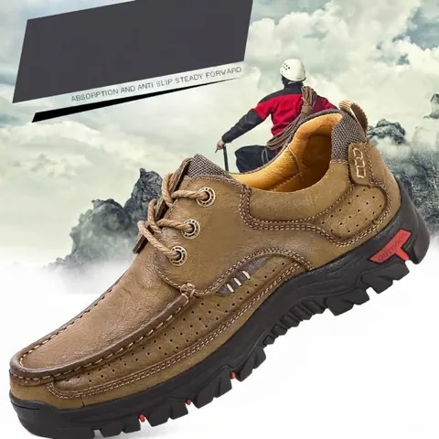 Men's Outdoor Leisure Shoes Breathable Top Layer Cowhide Leather Driving Loafers Non-slip Casual Stitched Shoes
