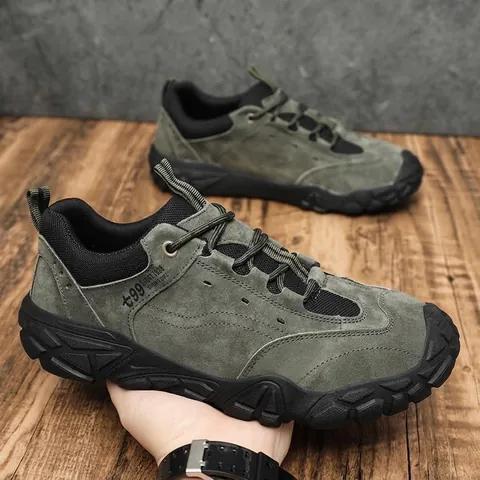 Chaussures de Randonnée en Cuir de Porc pour Hommes Résistantes à l'Usure Antidérapantes Chaussures de Sécurité Légères Semelle Souple