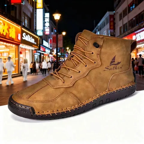 Men Women Martin Boots Winter Fleece Lined Mid-Top Casual Boots Microfiber Leather Rubber Sole Outdoor Fashion Streetwear Shoes