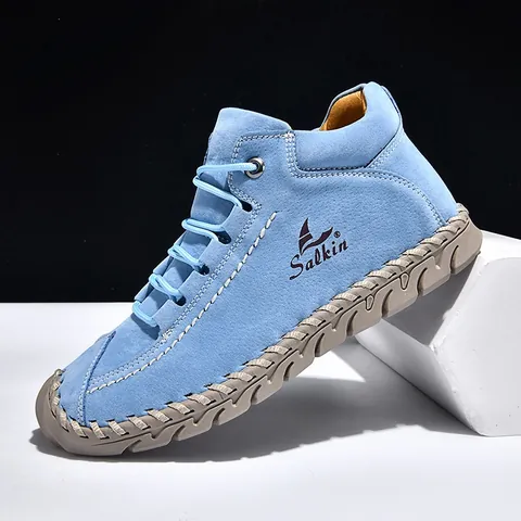Women Casual Cow Suede Loafers Hand-Stitched Lightweight Non-Slip Flat Shoes For Autumn Winter Outdoor Leisure Fashion Footwear