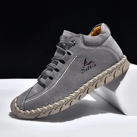 Women Casual Cow Suede Loafers Hand-Stitched Lightweight Non-Slip Flat Shoes For Autumn Winter Outdoor Leisure Fashion Footwear