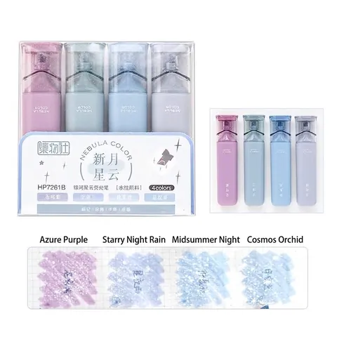 Glitter Highlighters Aesthetic Journaling Markers For Student Office School Nebula Series Shimmer Ink Drawing Pens