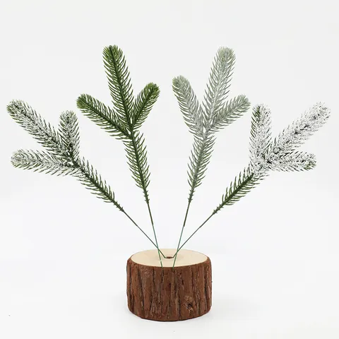 Artificial Christmas Pine Needle Branches Three-Pronged PE Green Simulation Plant For DIY Xmas Wreath Bouquet Home Decor