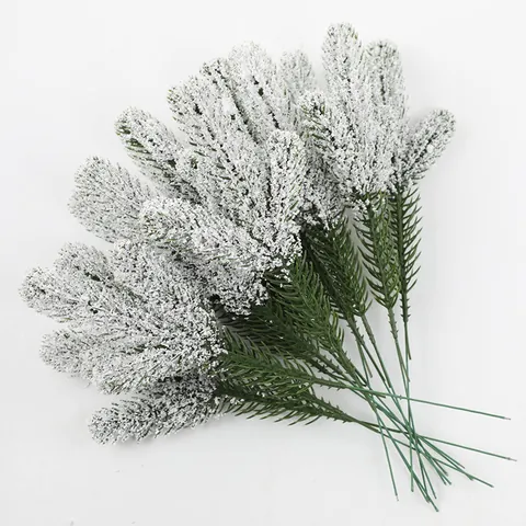 Artificial Christmas Pine Needle Branches Three-Pronged PE Green Simulation Plant For DIY Xmas Wreath Bouquet Home Decor