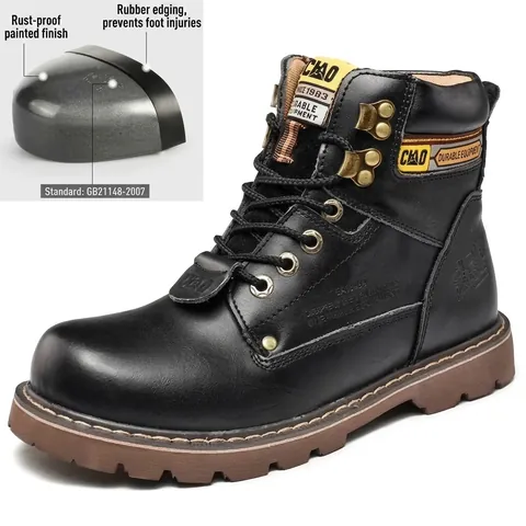Herren Leder Arbeitsstiefel Stahlkappe Durchtrittsicher Arbeitsschuhe Casual Winter Martin Boots Sicherheitsschuhe Für Männer