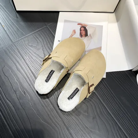 Sabots pour Femmes en Suède Semelle en Liège Bride à Boucle Réglable Bout Rond Mules Rétro Décontracté Pantoufles à Plateforme Chaussures de Marche Confortables