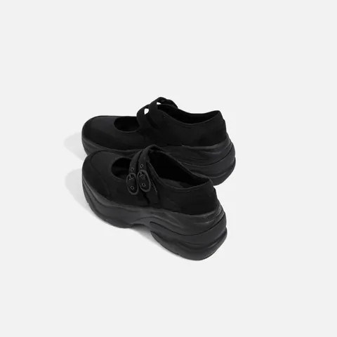 Zapatos Mary Jane para Mujer Estilo Francés Plataforma Gamuza Hebilla Retro Estilo Preppy Mocasines Planos Casuales Color Sólido
