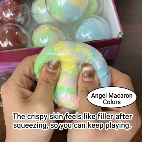 Balle Squishy Croustillante Faite à la Main Jouet de Stress à Presser Jouet Sensoriel Fidget Coloré pour Adultes Enfants Cadeau