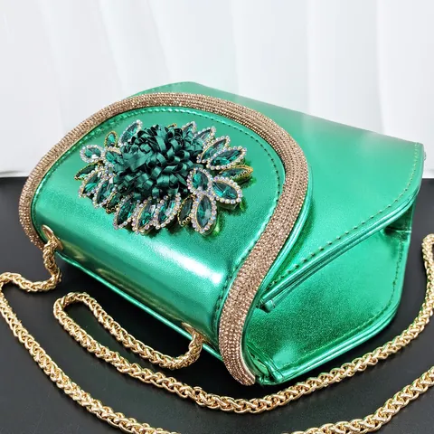 Metalen Synthetisch Leer Sleehak Sandalen En Clutch Tas Set Strass Bloemen Decor Gelegenheid Schoenen Voor Vrouwen Banquet Party