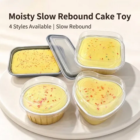 Faux Cake Squishy Toy Slow Rebound PU Simulation Bread Stress Relief Toy With Foil Box For Kids Adults Decorative Fake Food
