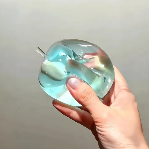 Crystal Apple Clear Squishy Toy For Stress Relief Blue Pink Green TPR Fruit Shaped Slow Rebound Squeeze Toy For Adults Kids