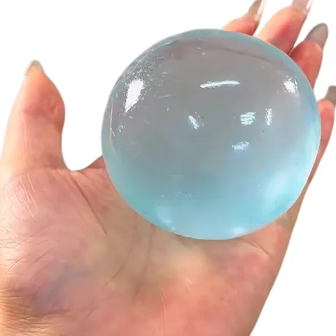 Χειροποίητη Μπάλα Squishy με Έλαιο Καρύδας Μπλε Μέντας Παιχνίδι Ανακούφισης από το Στρες Μαλακή Διαφανής Μπάλα για Ενήλικες Παιδιά