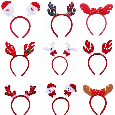 Weihnachten Rentier Geweih Stirnband Weihnachtsmann Schneemann Kopfschmuck Für Kinder Erwachsene Xmas Party Dekor Leuchtendes Haar Zubehör