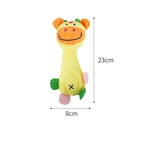Squeaky Plush Dog Toy Cartoon Monkey Pig Deer Soft Stuffed Bone Shaped Pet Chewing Teething Interactive Toy For Small Medium Dogs