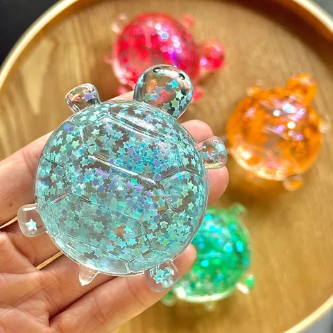 Slow Rebound Squishy Turtle Toy Liquid Sequin Filled Cute Animal Stress Relief Fidget Toy Office Desktop Decompression