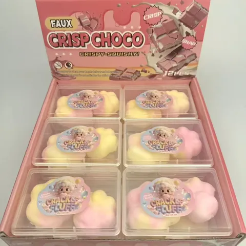 Cute Cat Paw Crackle Squishy Stress Relief Toy Faux Chocolate Marshmallow Crunchy Texture Squeeze Sensory Toy For Office Gift