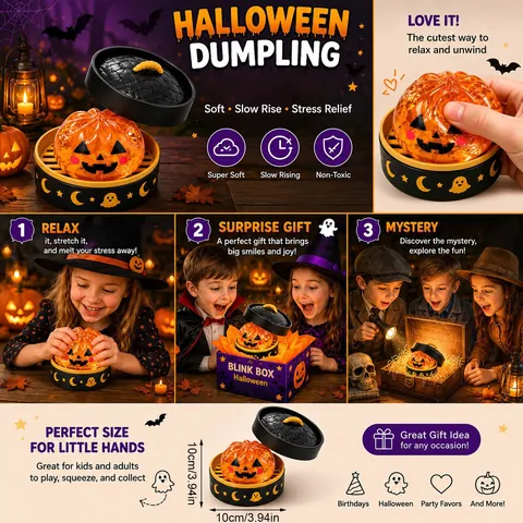 Halloween Fantasma Zucca Bulbo Oculare Squishy Giocattolo Antistress Set Regalo Scatola a Sorpresa Con Base Vaporiera Per Bambini