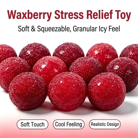 Realistic Bayberry Squishy Toy For Kids Adults Red Bumpy Texture Stress Relief Squeeze Toy Soft Rubber Handmade Fidget Toy Gift