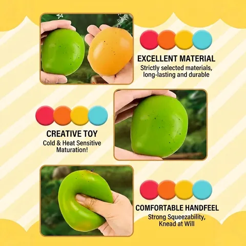 Realistic Color Changing Mango Squishy Stress Relief Toy Slow Rebound Squeeze Fidget Toy For Office Home School Daily Unisex Gift