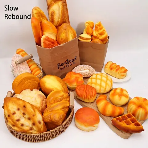 Simulation Bread Squishy Toy Slow Rebound PU Artificial Bakery Food Model Stress Relief Squeeze Toy For Home Decor Gift