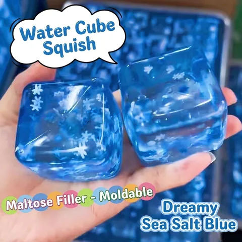Jouet Anti-stress Squishy Cube d'Eau au Maltose Rebond Lent Glaçon Transparent avec Flocon de Neige Jouet Sensoriel