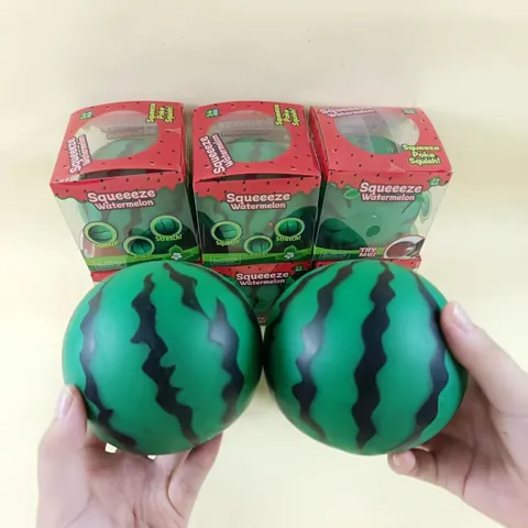 Großes Wassermelonen Squishy Spielzeug Stressabbau Langsamer Rückprall Perle TPR Sensorisches Quetschspielzeug Grün Rot