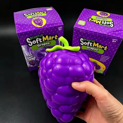 Jumbo Realistic Purple Grape Squishy Scented Slow Rising Stress Relief Toy TPR Flour Filled Simulation Fruit Squeeze Toy For Kids Adults