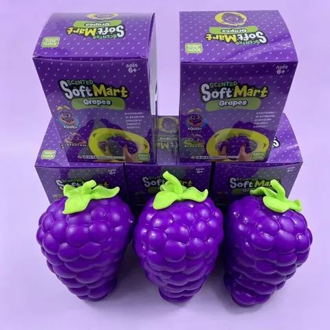Jumbo Realistic Purple Grape Squishy Scented Slow Rising Stress Relief Toy TPR Flour Filled Simulation Fruit Squeeze Toy For Kids Adults
