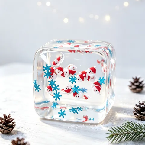 Christmas Cube Squishy Toy Slow Rebound Maltose Texture Glitter Stress Relief Toy For Holiday Party Decor Christmas Santa Claus Gift