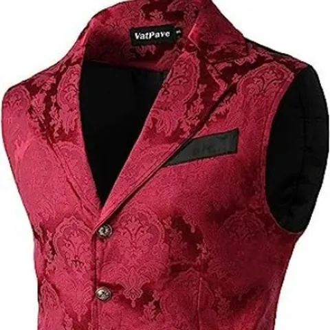 Men Vintage Medieval Gothic Vest Jacquard Paisley Notched Lapel Single Breasted Vest For Halloween Cosplay Retro Party Top