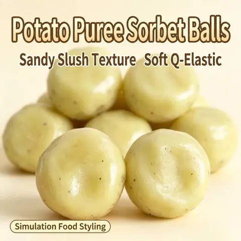 Giocattolo Squishy a Forma di Palla di Purè di Patate Simulato Cibo Realistico TPR Spremi Giocattolo Antistress per Adulti