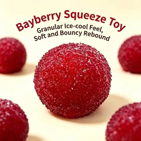 Realistic Bayberry Squishy Toy For Kids Adults Red Bumpy Texture Stress Relief Squeeze Toy Soft Rubber Handmade Fidget Toy Gift