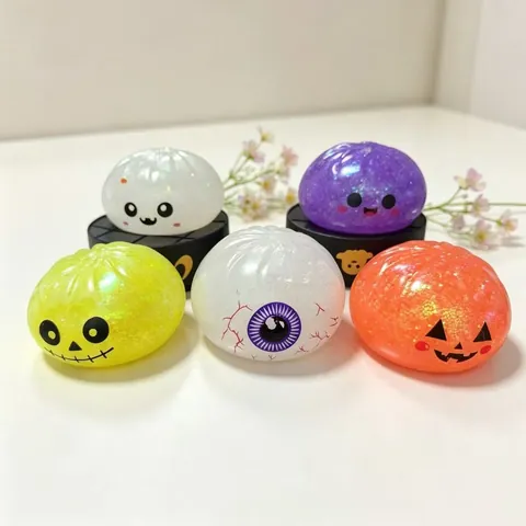 Juguete Squishy de Calabaza de Halloween Rebote Lento Alivio del Estrés con Purpurina para Regalo Caja Sorpresa