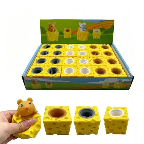 Juguete Squishy Creativo de Taza de Ratón de Queso TPR Alivio del Estrés Juguete de Presión Sensorial para Niños y Adultos