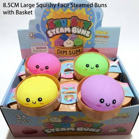 Giocattolo Antistress Squishy Panino al Vapore Simulazione Morbido TPR Rimbalzo Lento Giocattolo Sensoriale Con Base