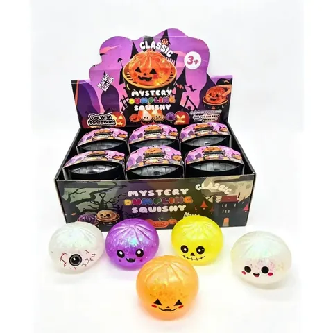 Juguete Squishy de Calabaza de Halloween Rebote Lento Alivio del Estrés con Purpurina para Regalo Caja Sorpresa