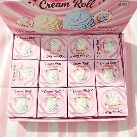 Realistic Cream Roll Squishy Toy For Stress Relief Cute Fake Food Slow Rebound Squeeze Toy For Adults Kids Decompression Sensory Gift