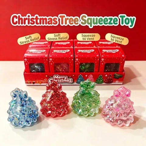 Juguete Squishy de Árbol de Navidad con Brillantina Textura de Maltosa Alivio del Estrés Juguete para Apretar Niños Adultos Regalo de Fiesta