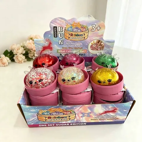 Giocattolo Antistress Natalizio a Forma di Renna Panino al Vapore Simulato Squishy Cartoon Maltose Gel Glitter Giocattolo Sensoriale