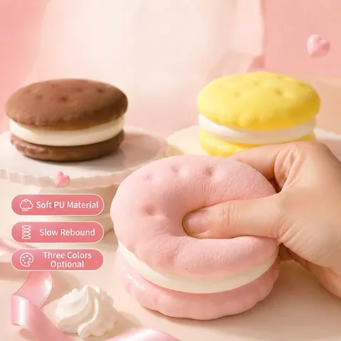 Simulation Macaron Gâteau Sandwich Squishy Remontée Lente PU Anti-stress Jouet de Décompression Créatif Dessert Jouet à Presser Pour Enfants Adultes