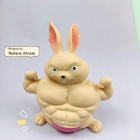 Lustiges Muskelhase Squishy Spielzeug Stressabbau Quetschspielzeug Kreative TPR Tierfigur Schreibtisch Ornament Für Büro Erwachsene