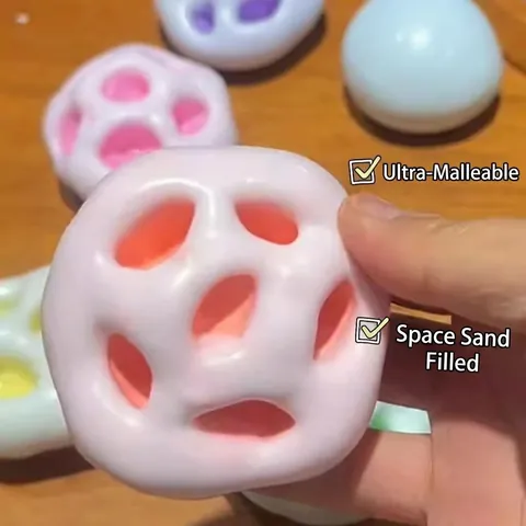 Jouet Anti-Stress Squishy Mochi à la Peau de Neige Balle de Pression en Silicone Souple pour l'Anxiété Adultes Enfants Jouet de Décompression