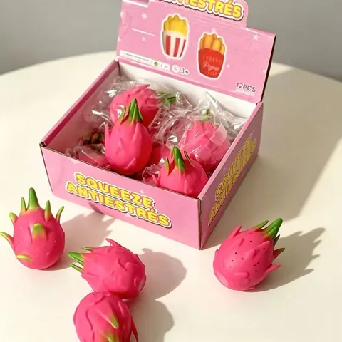 Jouet Squishy Fruit du Dragon de Simulation en TPR Souple Anti-stress Fidget Toy pour Enfants Adultes Forme de Pitaya