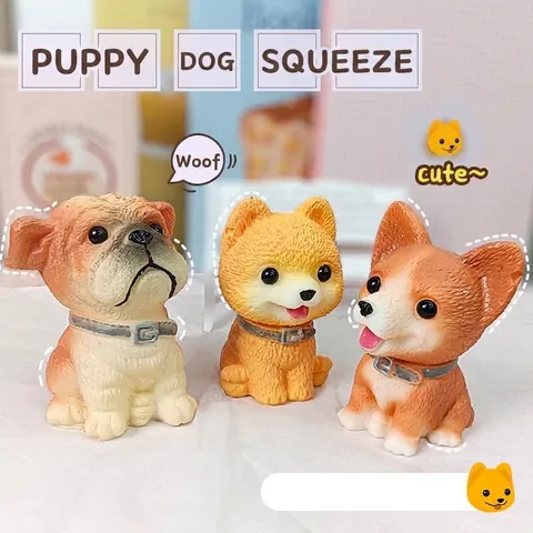 Lustiges Hund Squishy Stressabbau Spielzeug Welpenfigur Schreibtisch Ornament Weiches TPR Tier Anti-Stress Quetschspielzeug Büro Geschenk