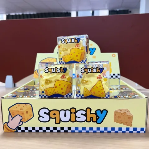 Ρεαλιστικό Squishy Τυρί Παιχνίδι Ανακούφισης από το Στρες Μαλακό Μοντέλο TPR με Γέμιση Βαζελίνης και Λαδιού Καρύδας Κίτρινο