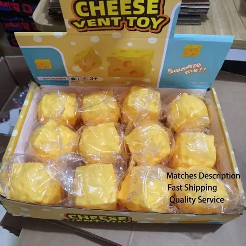 Simulation Yellow Cheese Squishy Stress Relief Toy Soft Flour Filled Rebound Squeeze Toy For Kids Adults Office Decor
