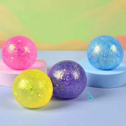 Aurora Maltose Ball Squishy Αργή Επαναφορά Glitter Πούλιες Squeeze Παιχνίδι Ανακούφισης από το Στρες για Εφήβους Ενήλικες Πολύχρωμο Παιχνίδι