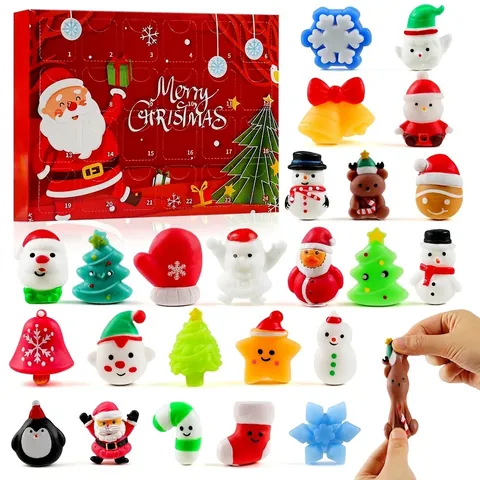 Christmas Advent Calendar Blind Box Festive Squishy Toys Countdown Surprise Gift Silicone Stress Relief Toy Set